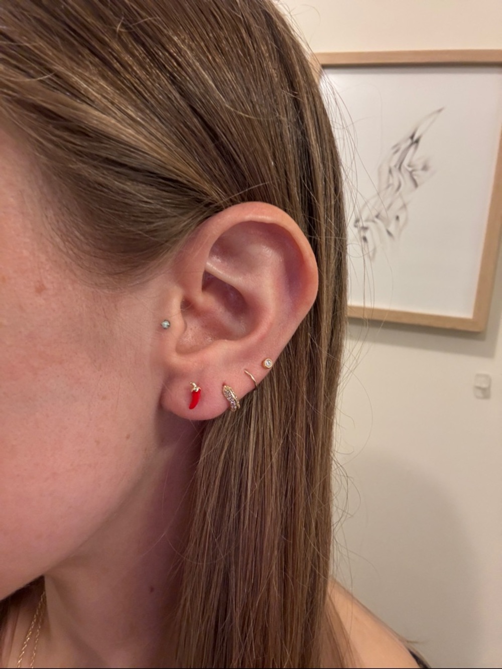 Gold Chili Pepper Stud Earrings in Red - Women Jewelry screw back